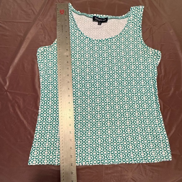 Jones New York Green and White Geometric 100% Cotton Tank Top Size Large - Picture 6 of 7